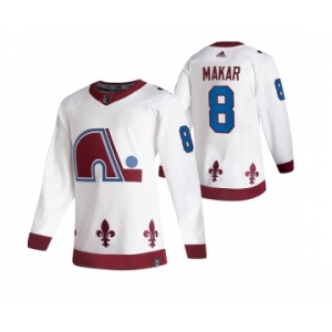 Colorado Avalanche #8 Cale Makar White Men's Adidas 2020-21 Reverse Retro Alternate NHL Jersey