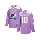 Men Adidas Colorado Avalanche #10 Sven Andrighetto Purple Authentic Fights Cancer Stitched NHL Jersey