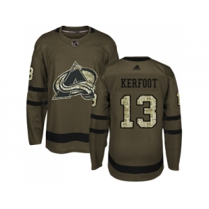 Men Adidas Colorado Avalanche #13 Alexander Kerfoot Green Salute to Service Stitched NHL Jersey