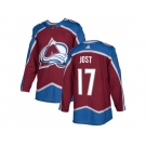 Men Adidas Colorado Avalanche #17 Tyson Jost Burgundy Home Authentic Stitched NHL Jersey