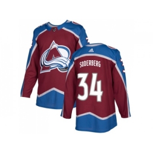 Men Adidas Colorado Avalanche #34 Carl Soderberg Burgundy Home Authentic Stitched NHL Jersey