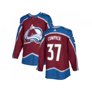 Men Adidas Colorado Avalanche #37 J.T. Compher Burgundy Home Authentic Stitched NHL Jersey