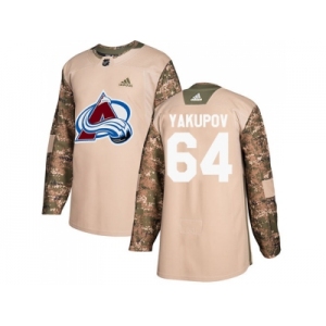 Men Adidas Colorado Avalanche #64 Nail Yakupov Camo Authentic 2017 Veterans Day Stitched NHL Jersey