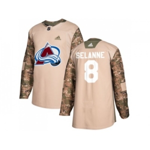 Men Adidas Colorado Avalanche #8 Teemu Selanne Camo Authentic 2017 Veterans Day Stitched NHL Jersey