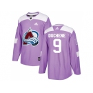 Men Adidas Colorado Avalanche #9 Matt Duchene Purple Authentic Fights Cancer Stitched NHL Jersey