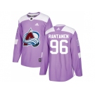 Men Adidas Colorado Avalanche #96 Mikko Rantanen Purple Authentic Fights Cancer Stitched NHL Jersey