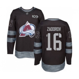 Men's Avalanche #16 Nikita Zadorov Black 1917-2017 100th Anniversary Stitched Hockey Jersey