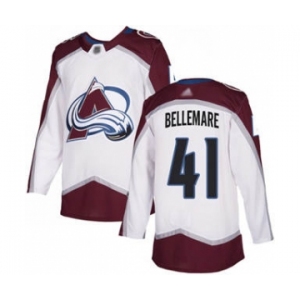 Men's Avalanche #41 Pierre-Edouard Bellemare White Road Authentic Stitched Hockey Jersey