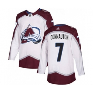 Men's Avalanche #7 Kevin Connauton White Road Authentic Stitched Hockey Jersey