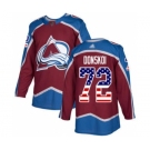 Men's Avalanche #72 Joonas Donskoi Burgundy Home Authentic USA Flag Stitched Hockey Jersey