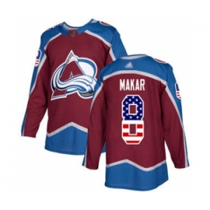 Men's Avalanche #8 Cale Makar Burgundy Home Authentic USA Flag Stitched Hockey Jersey
