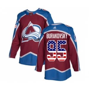 Men's Avalanche #95 Andre Burakovsky Burgundy Home Authentic USA Flag Stitched Hockey Jersey