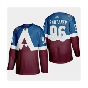 Men's Avalanche #96 Mikko Rantanen Blue Burgundy Authentic 2019 Stadium Series Stitched Hockey Jersey
