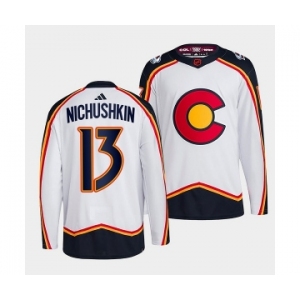 Men's Colorado Avalanche #13 Valeri Nichushkin White 2022-23 Reverse Retro Stitched Jersey