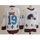 Men's Colorado Avalanche #19 Joe Sakic White 2021 Retro Stitched NHL Jersey