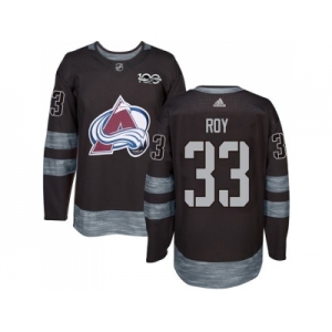 Men's Colorado Avalanche #33 Patrick Roy Black 1917-2017 100th Anniversary Stitched NHL Jersey