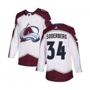 Men's Colorado Avalanche #34 Carl Soderberg White Road Stitched Hockey Jersey