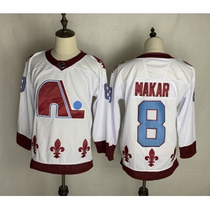 Men's Colorado Avalanche #8 Cale Makar Authentic White Away 2021 New Hockey Jersey