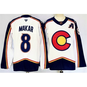 Men's Colorado Avalanche #8 Cale Makar White 2024-25 With A Patch Reverse Retro Stitched Jersey