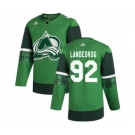 Men's Colorado Avalanche #92 Gabriel Landeskog 2020 St. Patrick's Day Stitched Hockey Jersey Green