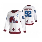 Men's Colorado Avalanche #92 Gabriel Landeskog White 2020-21 Reverse Retro Alternate Hockey Jersey