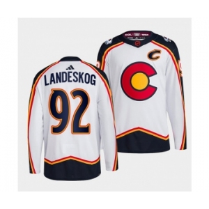 Men's Colorado Avalanche #92 Gabriel Landeskog White 2022-23 Reverse Retro Stitched Jersey