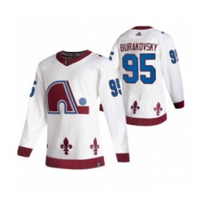 Men's Colorado Avalanche #95 Andre Burakovsky White 2020-21 Reverse Retro Alternate Hockey Jersey