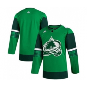 Men's Colorado Avalanche Blank 2020 St. Patrick's Day Stitched Hockey Jersey Green