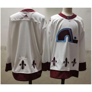 Men's Colorado Avalanche Blank White 2021 Retro Stitched NHL Jersey