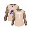Women Adidas Colorado Avalanche #1 Semyon Varlamov Camo Authentic 2017 Veterans Day Stitched NHL Jersey