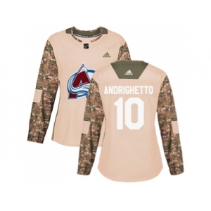 Women Adidas Colorado Avalanche #10 Sven Andrighetto Camo Authentic 2017 Veterans Day Stitched NHL Jersey