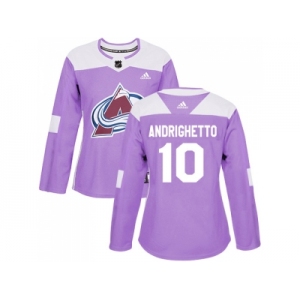 Women Adidas Colorado Avalanche #10 Sven Andrighetto Purple Authentic Fights Cancer Stitched NHL Jersey