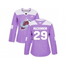 Women Adidas Colorado Avalanche #29 Nathan MacKinnon Purple Authentic Fights Cancer Stitched NHL Jersey