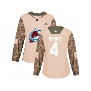 Women Adidas Colorado Avalanche #4 Tyson Barrie Camo Authentic 2017 Veterans Day Stitched NHL Jersey