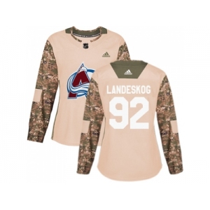 Women Adidas Colorado Avalanche #92 Gabriel Landeskog Camo Authentic 2017 Veterans Day Stitched NHL Jersey