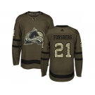 Youth Adidas Colorado Avalanche #21 Peter Forsberg Green Salute to Service Stitched NHL Jersey