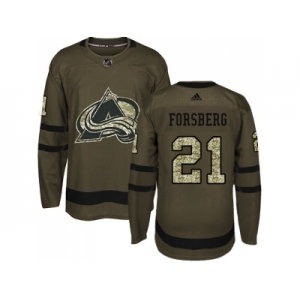 Youth Adidas Colorado Avalanche #21 Peter Forsberg Green Salute to Service Stitched NHL Jersey