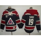 Colorado Avalanche #19 Joe Sakic Navy Blue Sawyer Hooded Sweatshirt Stitched NHL Jersey