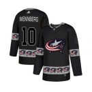 Columbus Blue Jackets #10 Alexander Wennberg Black Team Logos Fashion Jersey