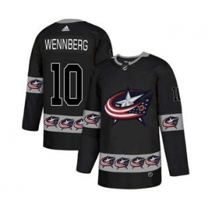 Columbus Blue Jackets #10 Alexander Wennberg Black Team Logos Fashion Jersey