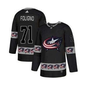 Columbus Blue Jackets #71 Nick Foligno Black Team Logos Fashion Jersey