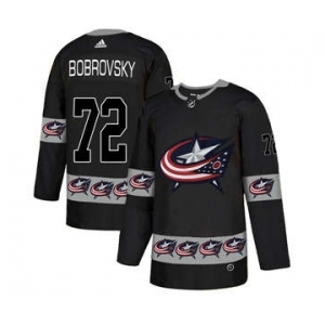 Columbus Blue Jackets #72 Sergei Bobrovsky Black Team Logos Fashion Jersey