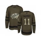 Men Adidas Columbus Blue Jackets #11 Matt Calvert Green Salute to Service Stitched NHL Jersey