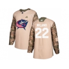 Men Adidas Columbus Blue Jackets #22 Sonny Milano Camo Authentic 2017 Veterans Day Stitched NHL Jersey