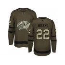 Men Adidas Columbus Blue Jackets #22 Sonny Milano Green Salute to Service Stitched NHL Jersey