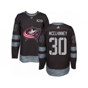Men Adidas Columbus Blue Jackets #30 Curtis McElhinney Authentic Black 1917-2017 100th Anniversary NHL Jersey