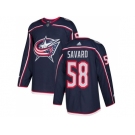 Men Adidas Columbus Blue Jackets #58 David Savard Navy Blue Home Authentic Stitched NHL Jersey