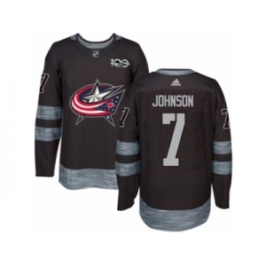 Men Adidas Columbus Blue Jackets #7 Jack Johnson Authentic Black 1917-2017 100th Anniversary NHL Jersey