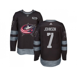 Men Adidas Columbus Blue Jackets #7 Jack Johnson Black 1917-2017 100th Anniversary Stitched NHL Jersey