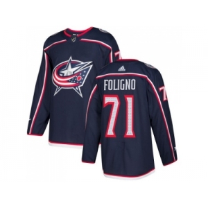 Men Adidas Columbus Blue Jackets #71 Nick Foligno Navy Blue Home Authentic Stitched NHL Jersey